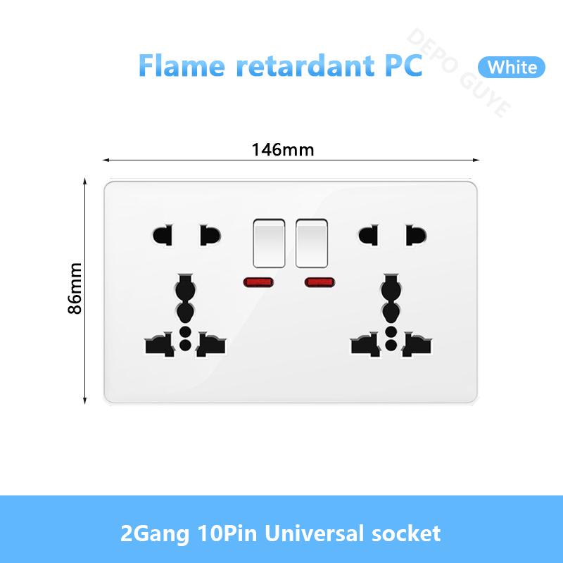 Белая настенная розетка USB стандарта Великобритании 13A, универсальная вилка Type-C для быстрой зарядки мощностью 18 Вт, настенный выключатель света, электрическая розетка