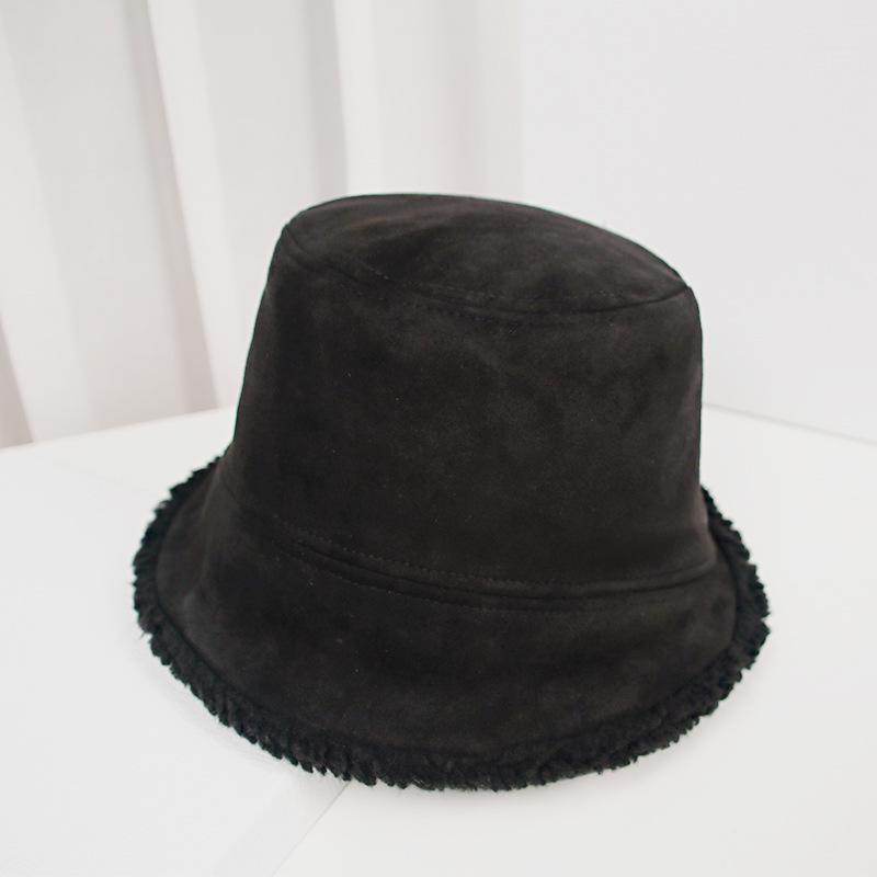 Новая зимняя шапка женская плюшевая теплая шляпа рыбака в стиле ретро из оленьей кожи и овечьей шерсти шляпа-ведро повседневная