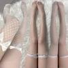Lolita Bowknot Thigh High Stockings Women Sweet Over Knee Socks Lace Mesh Legging Female Punk Hollow Fishnet Pantyhose Hosiery