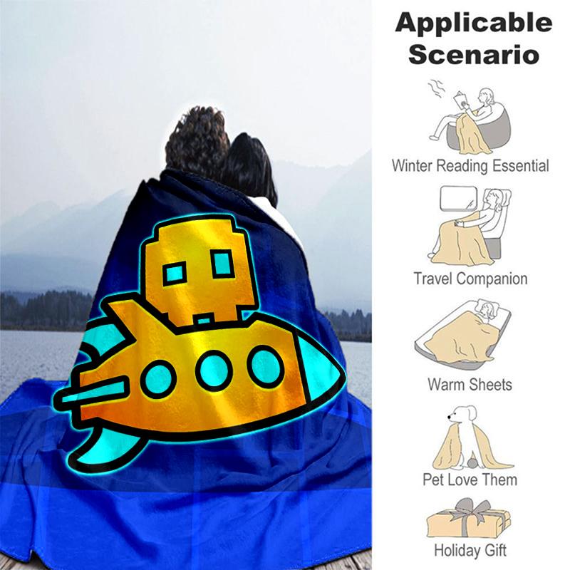 1pc Blanket Geometry Dash1 Print Design, Lightweight Blanket for Sofa, Bed- Soft &Warm, Gift for All Seasons like Christmas, Halloween