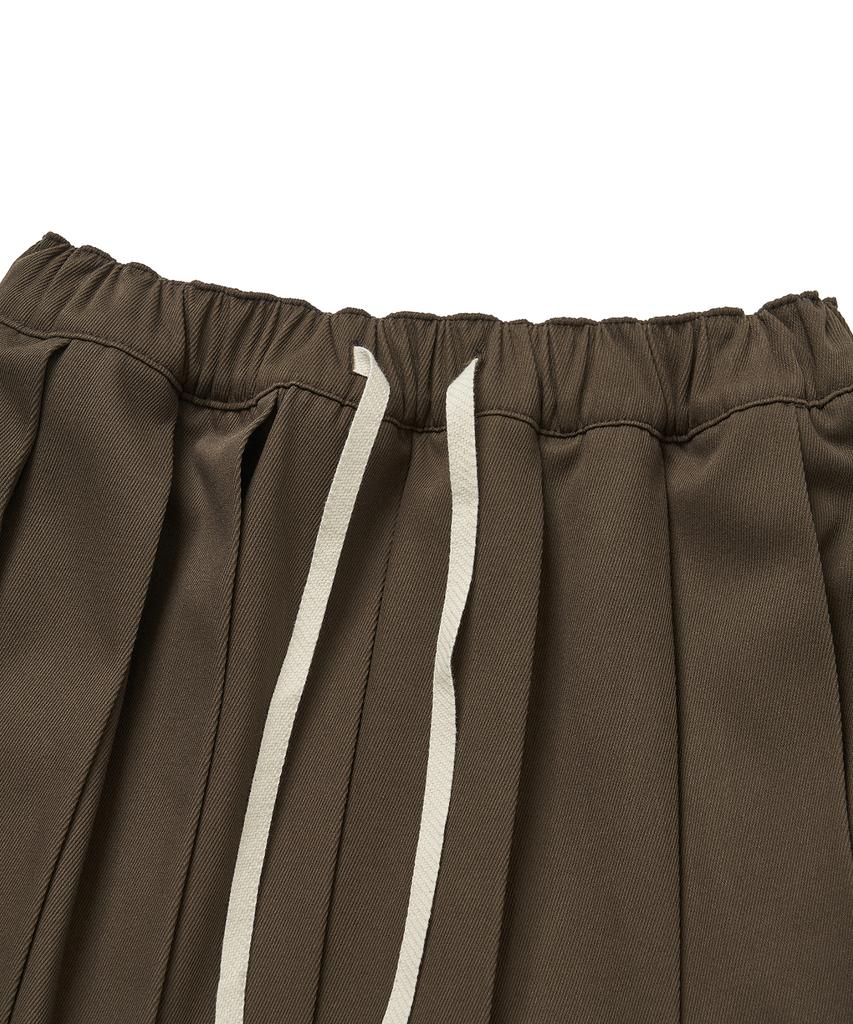 Cotton Bell Elastic Pleated Skirt - Brown