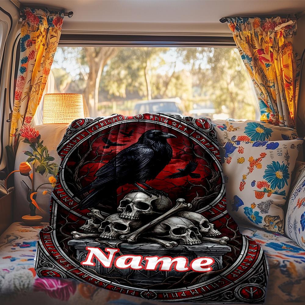 Raven Skulls And Bones Rv Blanket Comfortable Soft Lightweight Multiseasonal Blanket For Travel Camping Picnics Sofa Rv Bed Living Room Gift For