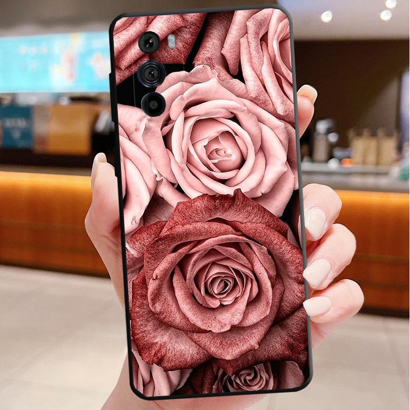 Чехол для телефона Motorola Edge 50 40 Pro 60 50 40 30 Ultra Neo Fusion Moto G85 G72 G53 G54 G84 G13 G32 Любовь Розовое Золото Роза