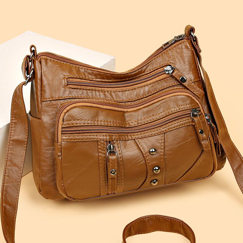 Мягкая кожаная сумка, женская сумка для матери среднего возраста, большая вместительная сумка через плечо через плечо