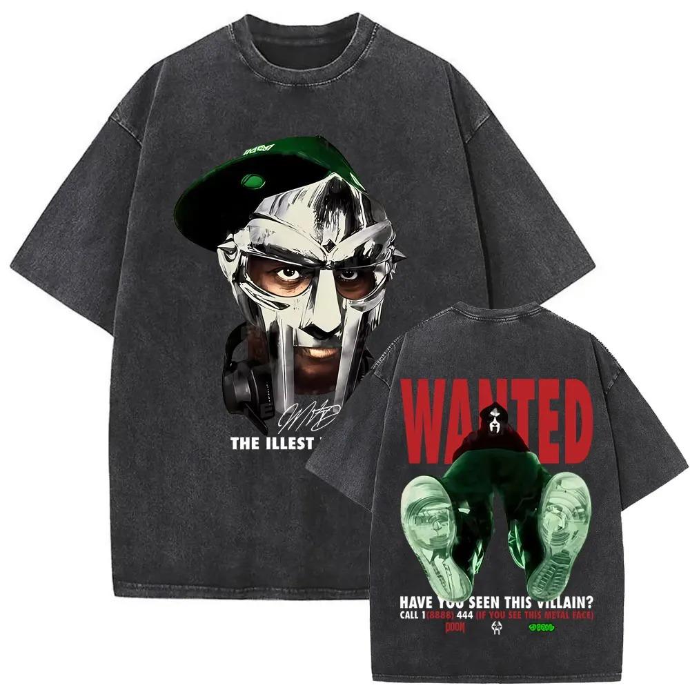 Стирка Винтажная Рэперская Mf Doom MM FOOD Графический Принт Футболка Мужчины Женщины Хип-Хоп Мода Футболки Мужской Повседневный Оверсайз Уличная Одежда