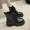 Fashion Winter Short Plush Women Motorcycle Boots Elegant Platform Thick Bottom Ladies Lace Up Short Booties Women's Footwear