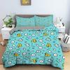 Cartoon Yellow Duck King Queen Duvet Cover Farm Lovely Animal Bedding Set Blue Bubble Quilt Cover Soft Polyester Comforter Cover