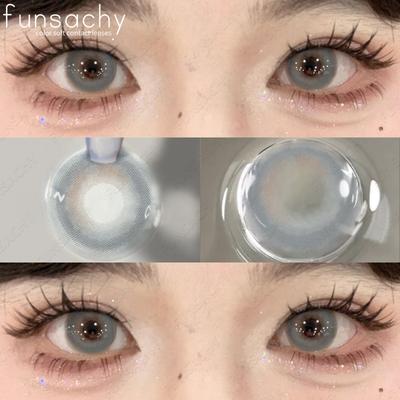 FUNSACHY 1 пара натуральных серых контактных линз для глаз, цветные линзы для глаз коричневого цвета, цветные линзы для черных глаз, годовая косметика для учеников