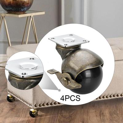 Набор из 4 шариковых роликов, античная латунь, винтажные, универсальные, прочные, поворотные колеса на пластине для дисплея