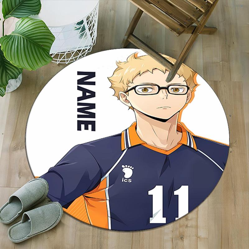Customizable Haikyuu3 Round Non-Slip Carpet - Ideal for Garden, Picnic, Office, Perfect for Decoration, Suitable For All Seasons