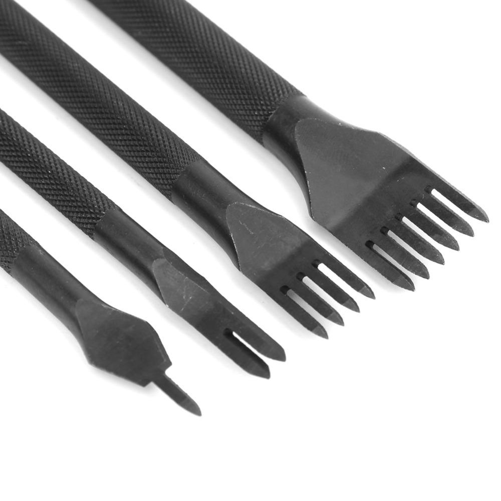 4pcs 1/2/4/6 Prong Leather Craft Chisel Steel Leather Stitching Punch For Key Holders Belts