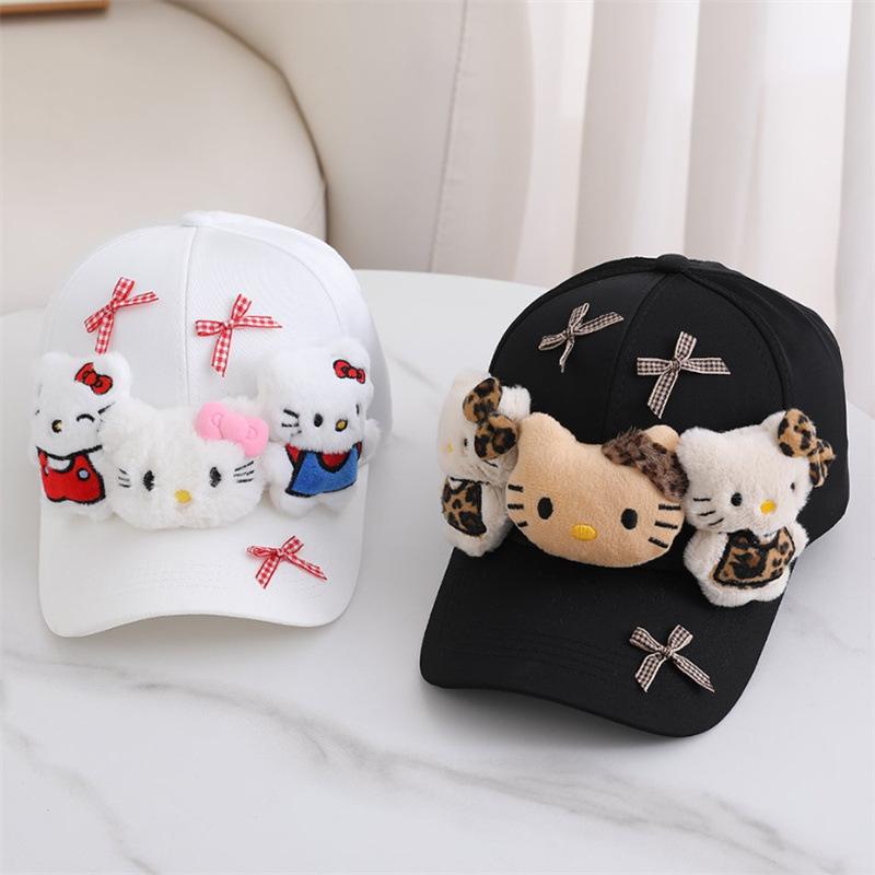 New sweet and cute cat bow cap children yk Yabi wind show face small baseball cap