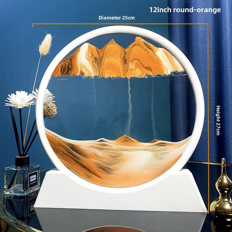 Creative 3D Quicksand Painting Round Glass Craft Hourglass - Unique Desktop Ornament Gift