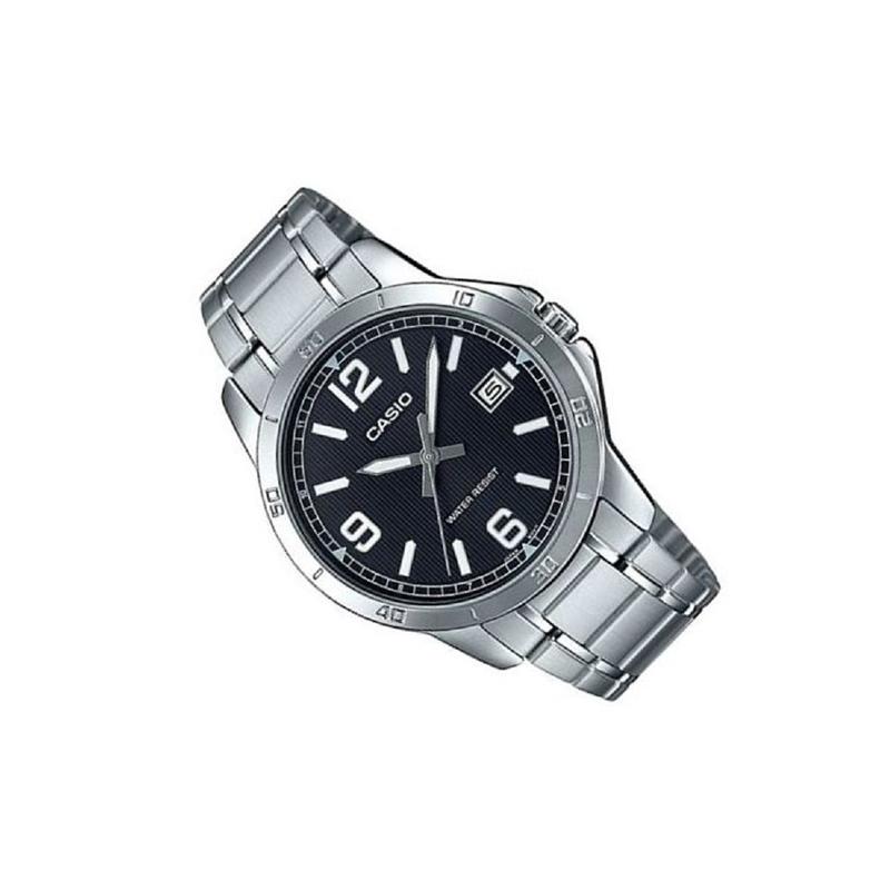 Casio Стандартная серия, водостойкость, кварцевый механизм, стальной ремешок, японские и корейские часы, мужские часы, черный MTP-V004D-1B2