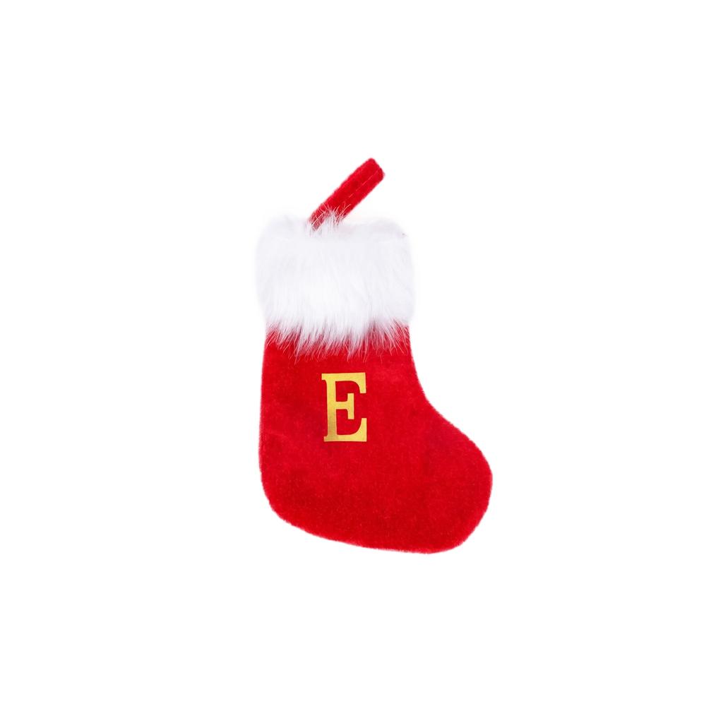 Red Christmas Stocking with 26 Letters for Holiday Tree Ornament Gift Bag