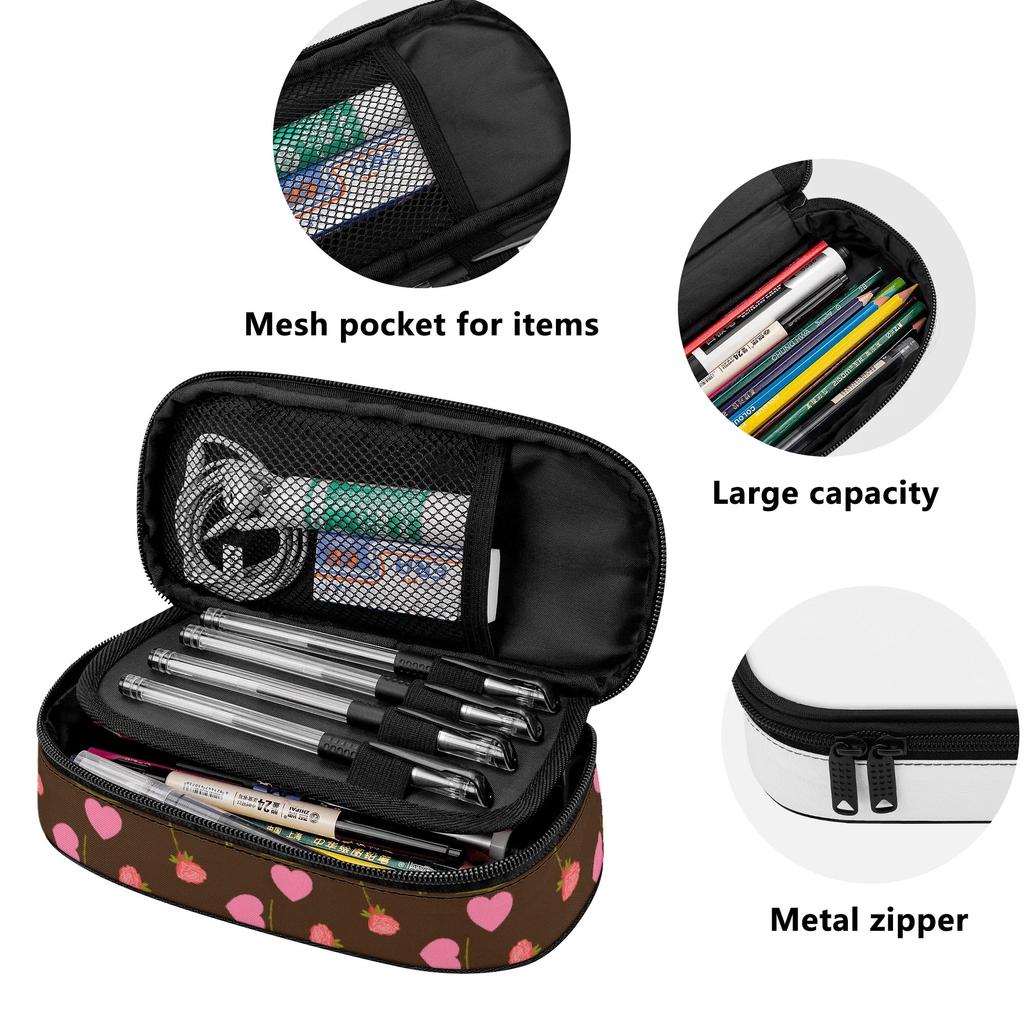 Pencil Bag High Capacity Smooth Zipper 300D Polyester with Main Pocket Mesh Layer and Removable Pen Divider for Daily School Use