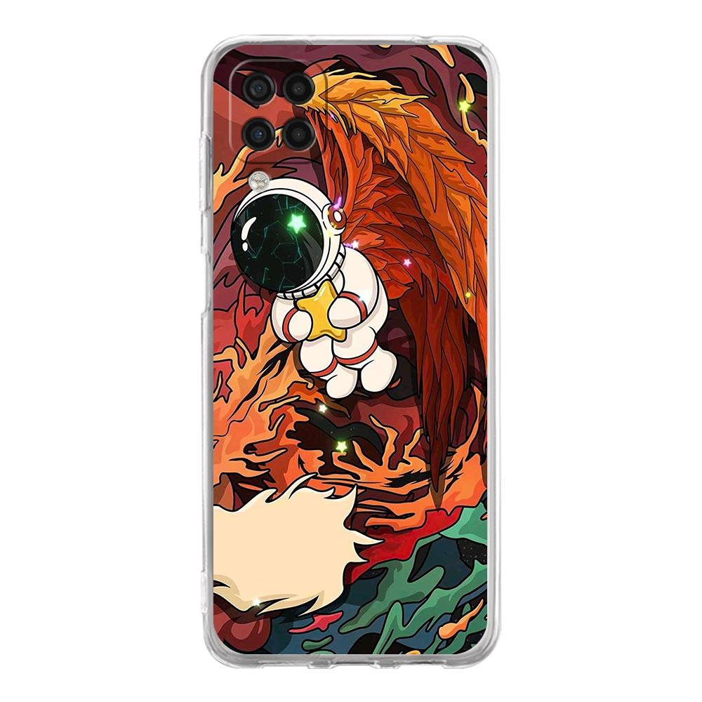 Прозрачный чехол для телефона Samsung Galaxy A13 A51 A71 A21S A12 A11 A31 A52 A41 A23 A53 A73 A32 5G A03S, чехол с милым мультяшным космонавтом