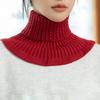 Women Fake Scarf High Collar Twist Texture Ruffle Trim Solid Color Knitting Collar Autumn Winter Thickened Warm False Collar