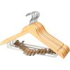 Dream House Wooden Suit Hangers with Clips, Set of 10, for Suits, Jackets, and Coats, Handcrafted from Premium Natural Wood (Natural 10)