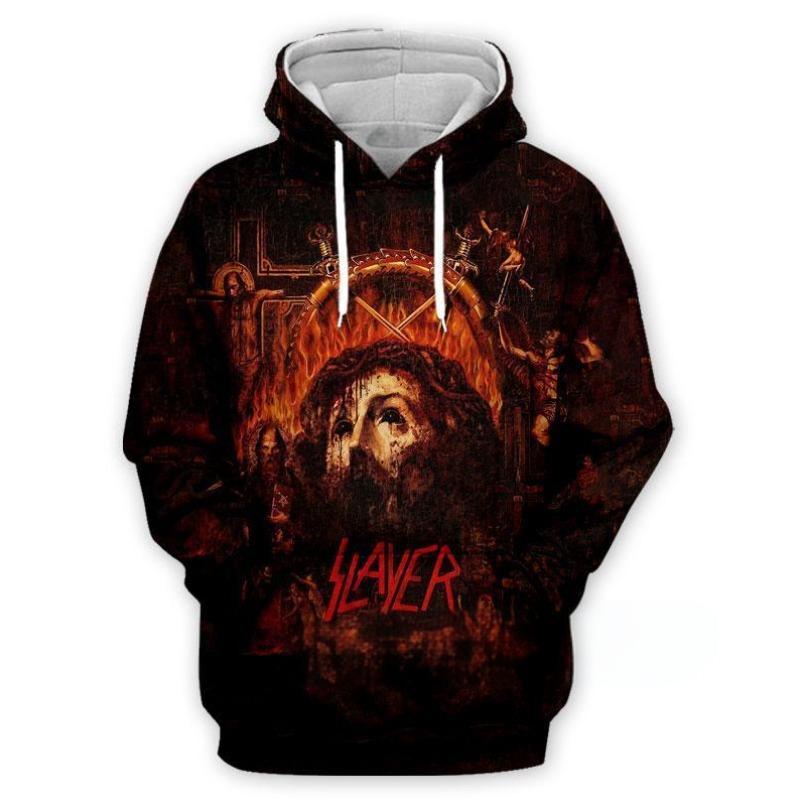 SLAYER ROCK Толстовки Мужские 3D Печать Мужчины Женщины Свитшот Повседневная Оверсайз Мужская Одежда Уличная Мода Толстовка