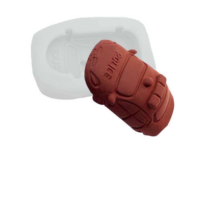 3D Силиконовые формы для мыла в стиле полицейской машины, Инструменты для формовки и скульптуры для украшения торта в виде машины, Форма для ручной работы из смолы S0008XC