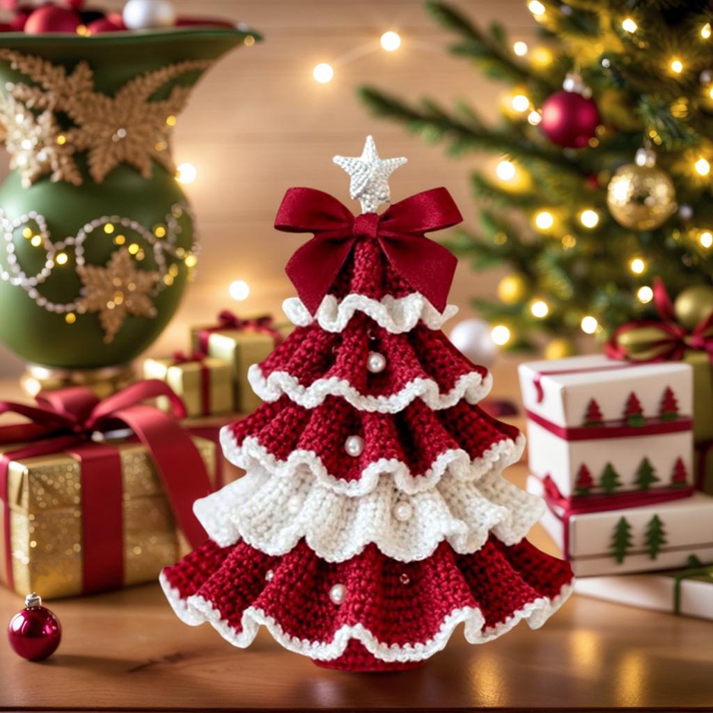 DIY Crochet Christmas Tree Kit DIY Crochet Knitting Material Kit Christmas Crochet Kit Festive Crochet Tree Crafts for Beginners