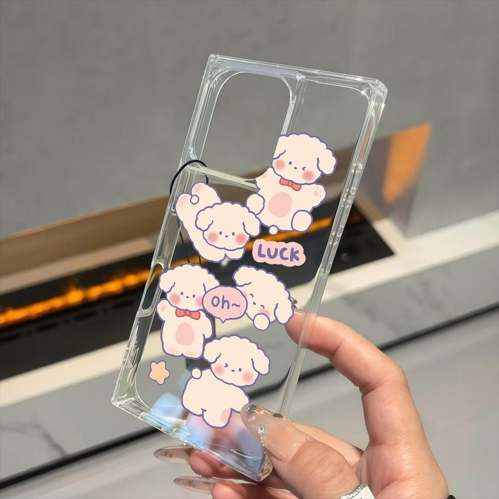 Прозрачный чехол с квадратной задней защитой для трубки для iPhone 14 Pro Max 13 12 11 16 ProMax 15 Plus, защита от кислорода, милый чехол с рисунком собаки из жадеитовой кассии