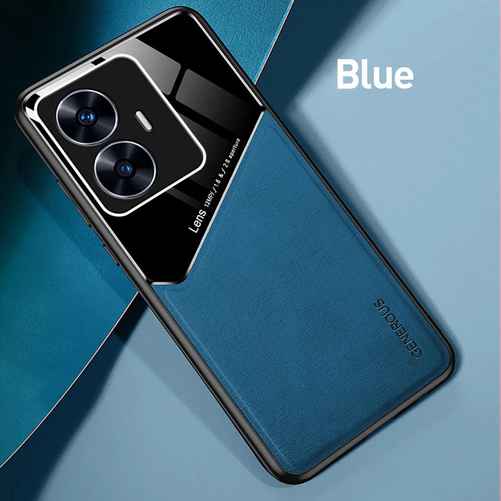 Чехол с текстурой кожи для Realme C7 C67 C6 C63 4G C61 C C3 C30 C30S Чехол с автомобильным магнитным Coque Fundas Capa