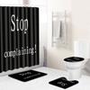Home Waterproof Print Shower Curtain 4 Piece Carpet Cover Toilet Cover Bath Mat Pad Set Bathroom Curtain Bathroom Decoration