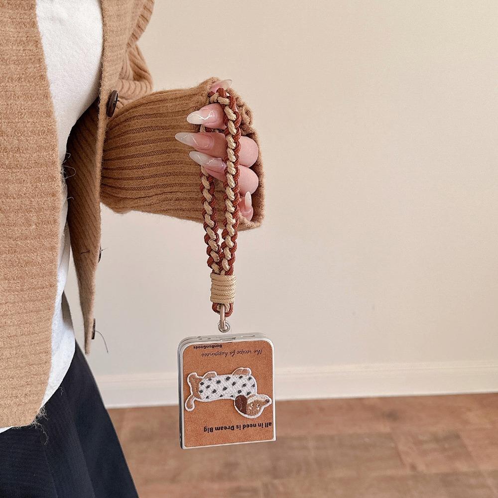 Коричневый чехол-ремешок на запястье для Samsung Galaxy Z Flip 6 5 4 3 Flip6 Flip5 Flip4 Flip3 5G из искусственной кожи, противоударный защитный чехол