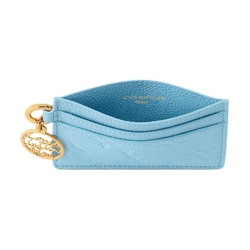 Louis Vuitton LV Charms Card Holder Grape Blue Monogram Embossed Empreinte Cowhide Leather Women Wallets M27485