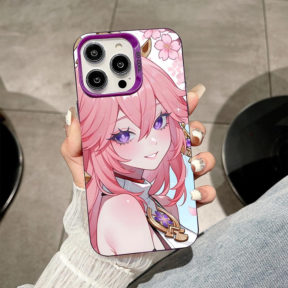 Игровой чехол GI Miko Фиолетовый полупрозрачный для мобильного телефона iPhone 17 16 15 14 13 12 11 X XR XS 8 7 Air Pro Max Plus Цветная крышка
