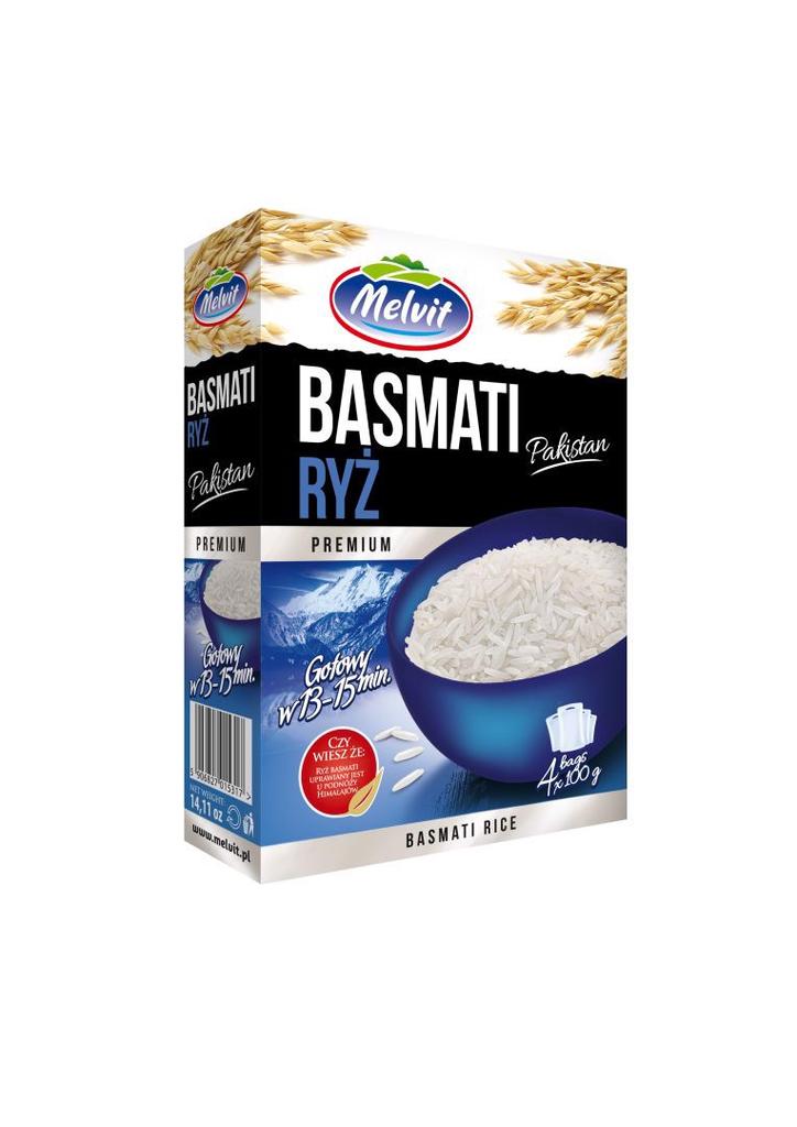 Melvit Premium Ryż Basmati Pakistan 400 g (4 torebki)