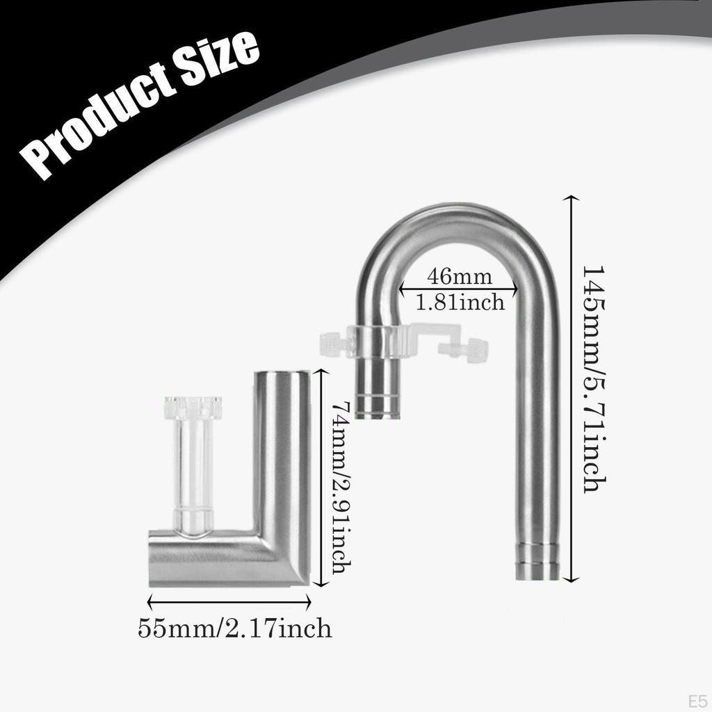 Aquarium Tube Connector for Fish Tank, Water Lily Pipe, Stainless Steel Oil Skimmer, Easy Assembly,