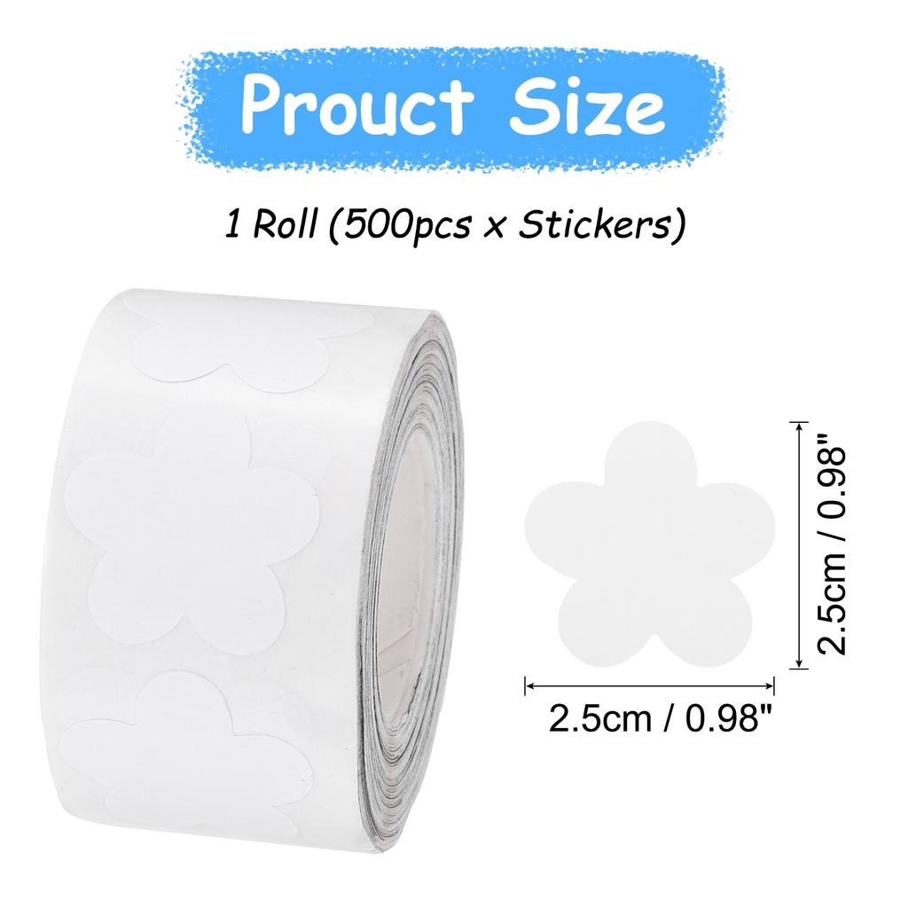 500 Labels Daisy Stickers PVC 1 Inch Daisy Shaped Sticker Labels Self-Adhesive Cute Decals for Envelope Scrapbook Award Charts