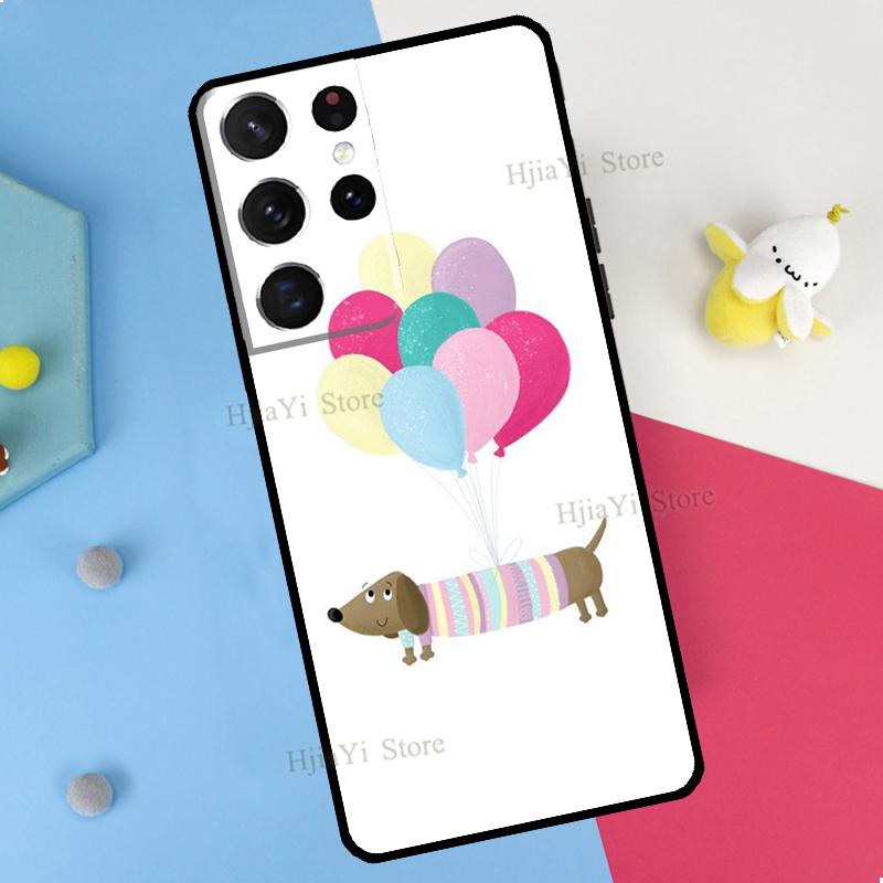 Cartoon Dachshund Sausage Dog Phone Case For Samsung Galaxy S23 S22 Ultra Note 20 10 S8 S9 S10 Plus S20 FE S21 FE Cover