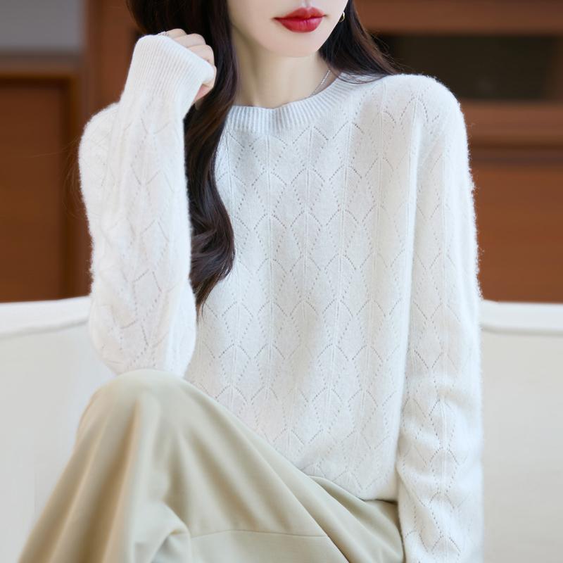 Women's Cashmere Sweater Qinghe Cashmere 30% Cashmere 70% Wool Autumn and Winter Pullover Warm and Fashionable