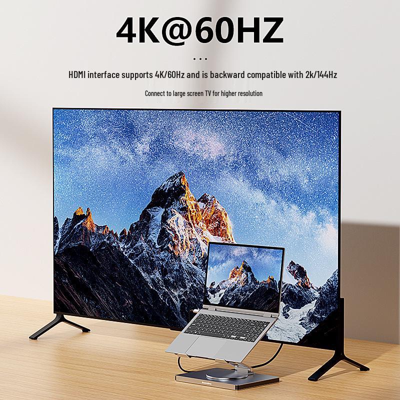 Вращающаяся складная док-станция для ноутбука с портами HDMI, Gigabit Ethernet, USB 3.0 и расширением-подставкой для планшета