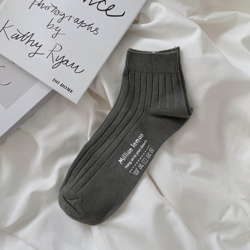 22 Сезон Носки Мужские Носки-лодочки Двухигольные Хлопковые Мужские Носки Короткие Однотонные Низкие Базовые Базовые Универсальный Стиль