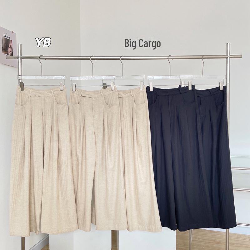 Широкие солнцезащитные брюки из хлопка и льна Tencel для женщин