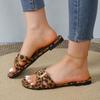Shoes for Women 2024 Brand Leopard Print Women's Slippers Fashion Belt Buckle Daily Slippers Women Summer Peep Toe Flat Slippers