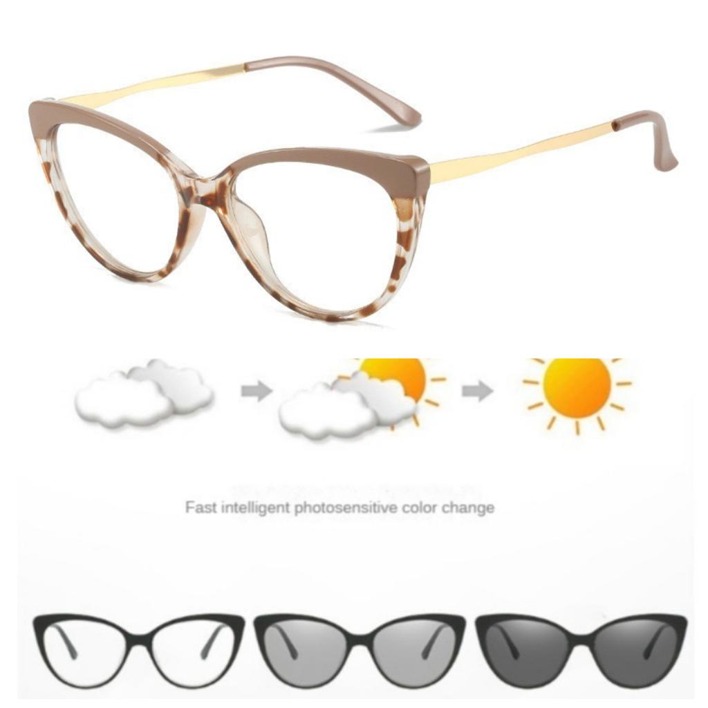 Women Pochromic Optical Glasses Men Anti Blue Light Cat Eye Eye Glasses Unisex Anti Radiation Eyewear