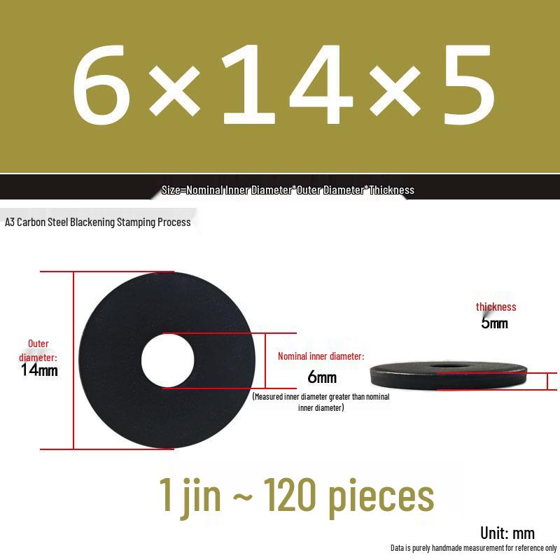 Black Oversized Thickened Round Metal Flat Washer Spacer for Home Use