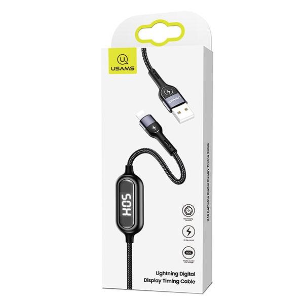 USAMS Braided U48 lightning cable 1.2m2A Fast Charging LED black/black SJ423USB01 (US-SJ423)