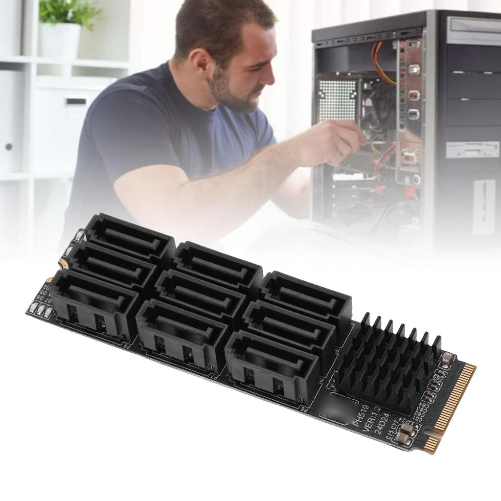 Адаптер M.2 Nvme M Key PCIE3.0 X2 на 9 портов Serial ATA 3.0 Карта расширения для жесткого диска