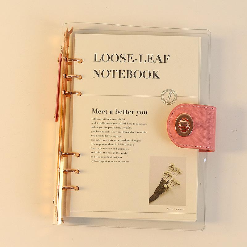 A5 B5 Rose Gold With Wallet Button 90 Sheet Inner Page Binder Notebook Cover Diary Agenda Planner Paper Cover School Stationery