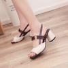 Мода 2024 Весна/Лето Трендовая Корейская Версия Босоножки на Высоком Каблуке с Открытым Носком Женские Босоножки на Толстом Каблуке Летние Новые Босоножки с Пряжкой на Одной Линии
