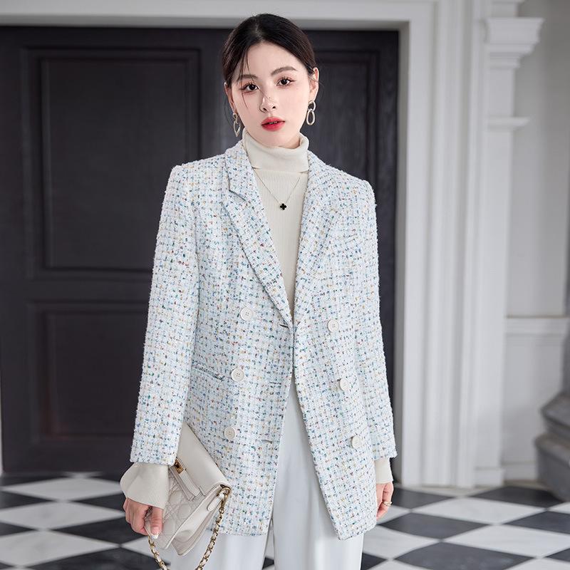 Women's Spring and Fall Small Perfume Suit Jacket Temperament Tweed Blouse