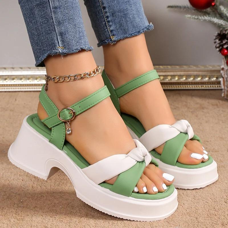 Fashion Fashion Platform Sandals Women Ankle Buckle Thick Sole Rome Sandals Brand Woman Shoes Summer Open Toe Cross Band Sandalias Mujer