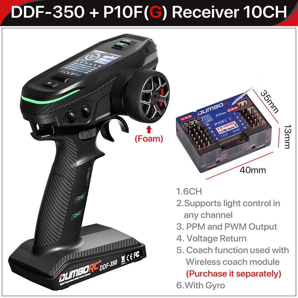 DUMBORC 2.4G 10-канальный цифровой радиопульт управления DDF-350 передатчик с приемником для радиоуправляемой машины, лодки, танка, ЖК-дисплей, система FHSS